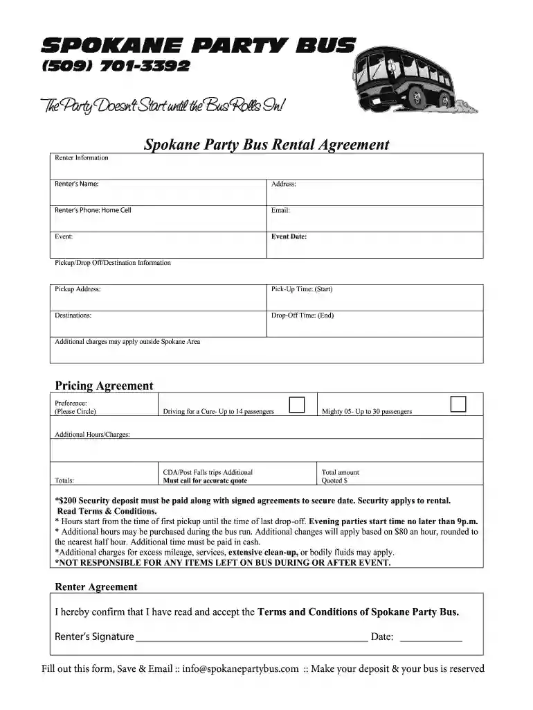 party bus contract Preview on Page 1