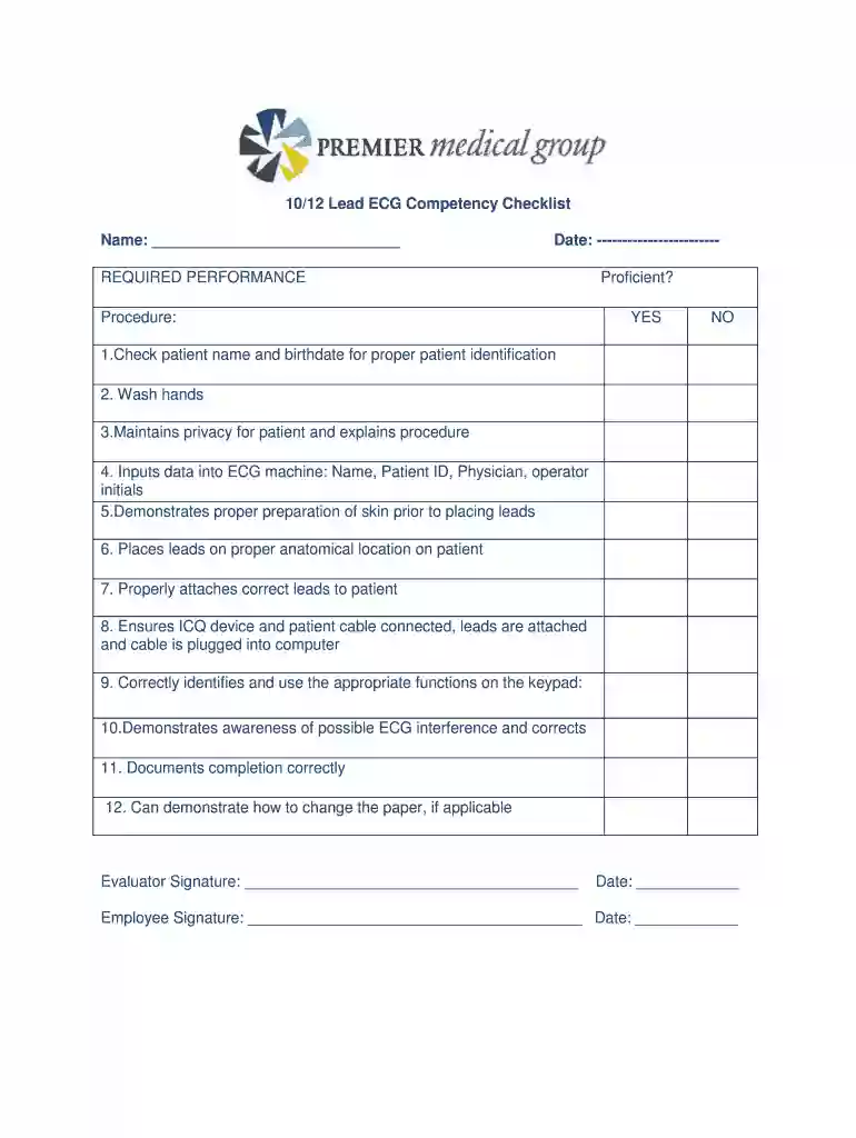 ekg competency checklist Preview on Page 1