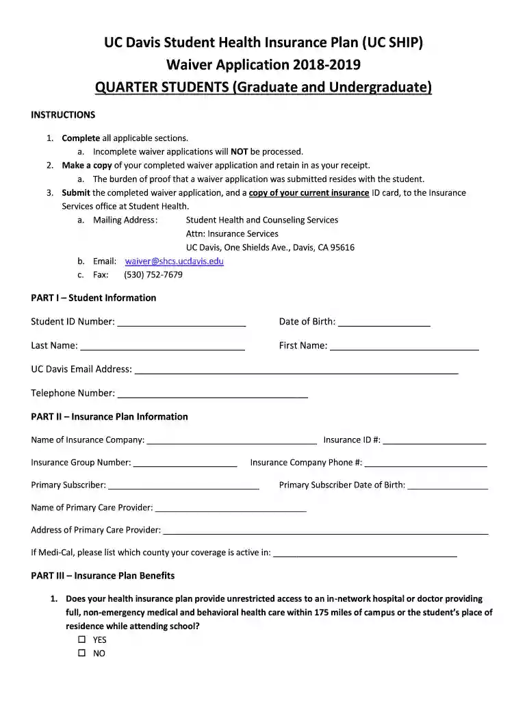 UC SHIP Waiver InformationStudent Health and Counseling Preview on Page 1