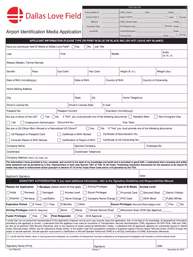 DAL201820 - App 10 - AVI-FRM-675 - Airport Identification Media Application (V7) test.pdf Preview on Page 1