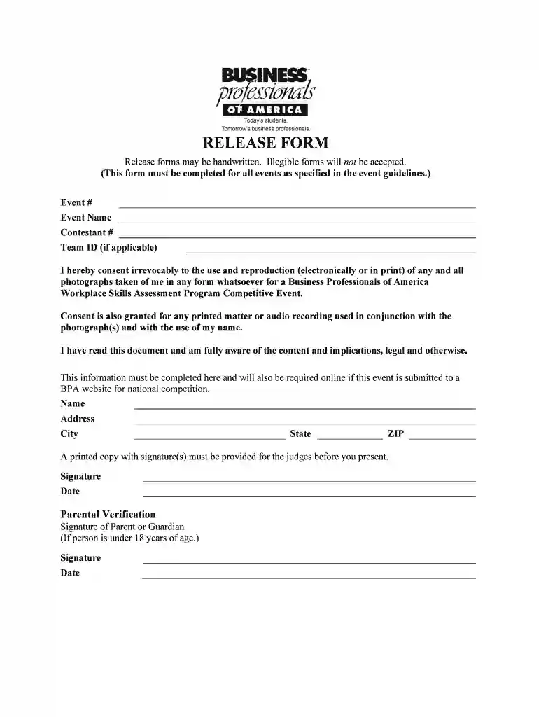bpa release form Preview on Page 1