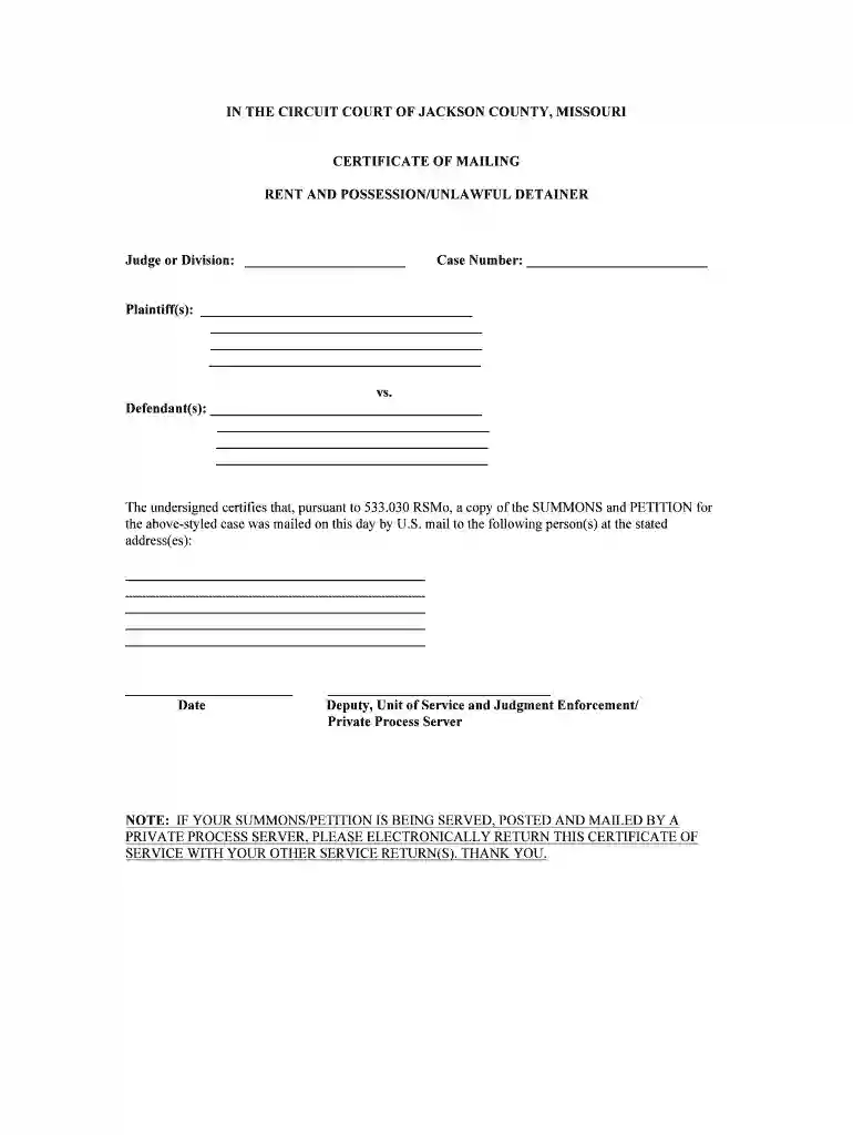 BCertificateb of Mailing - 16th Circuit Court of Jackson County Missouri - 16thcircuit Preview on Page 1