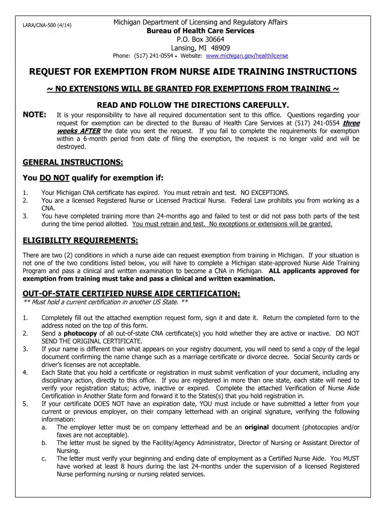mi cna registry renewal form Preview on Page 1