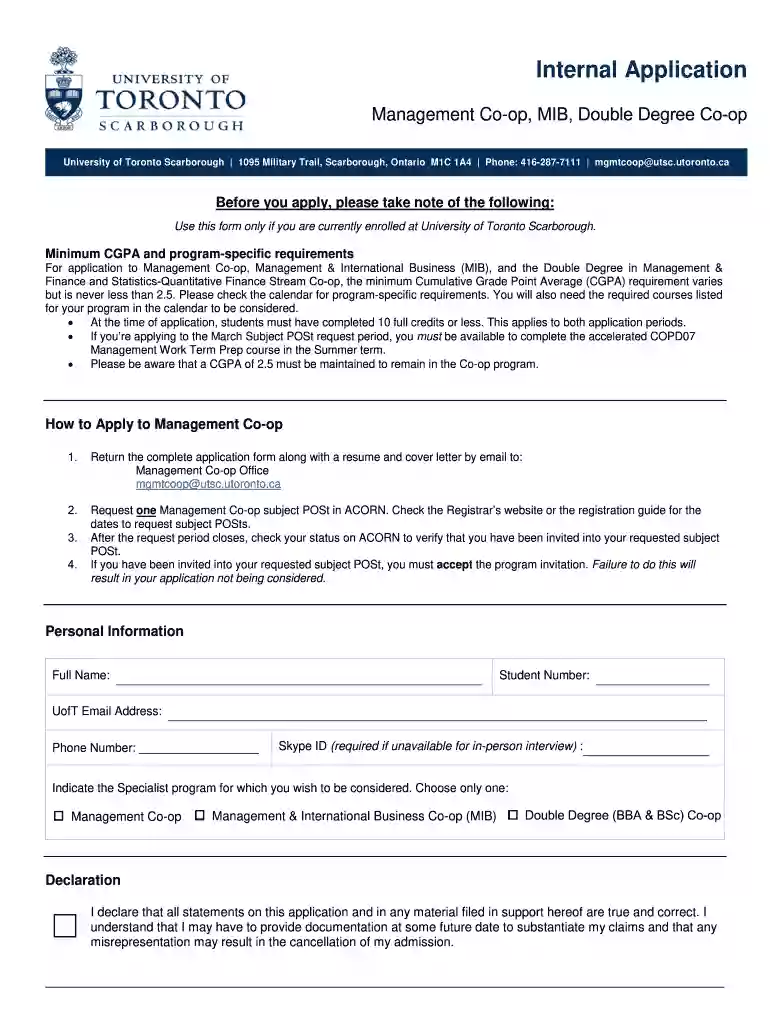 application form declaration Preview on Page 1