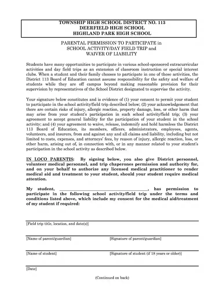 waiver of liability form Preview on Page 1