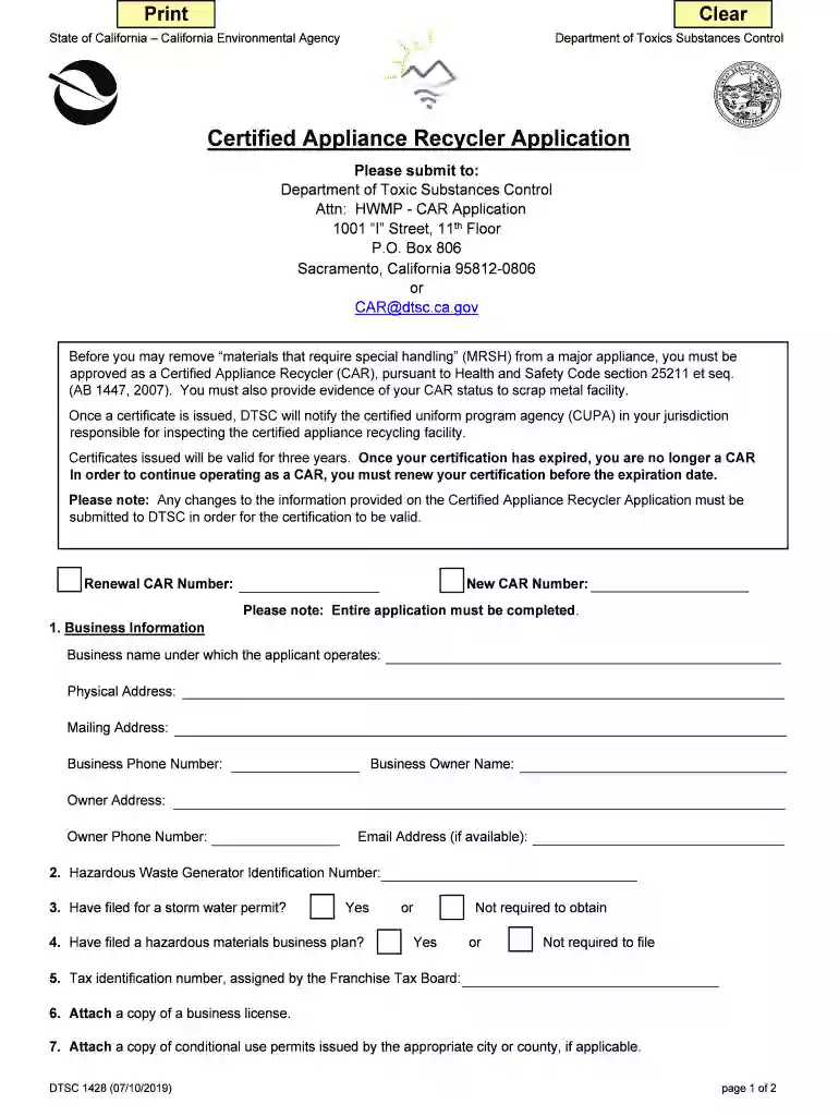 DTSC1428-2 Form - Revised 7-9-19 docx Preview on Page 1