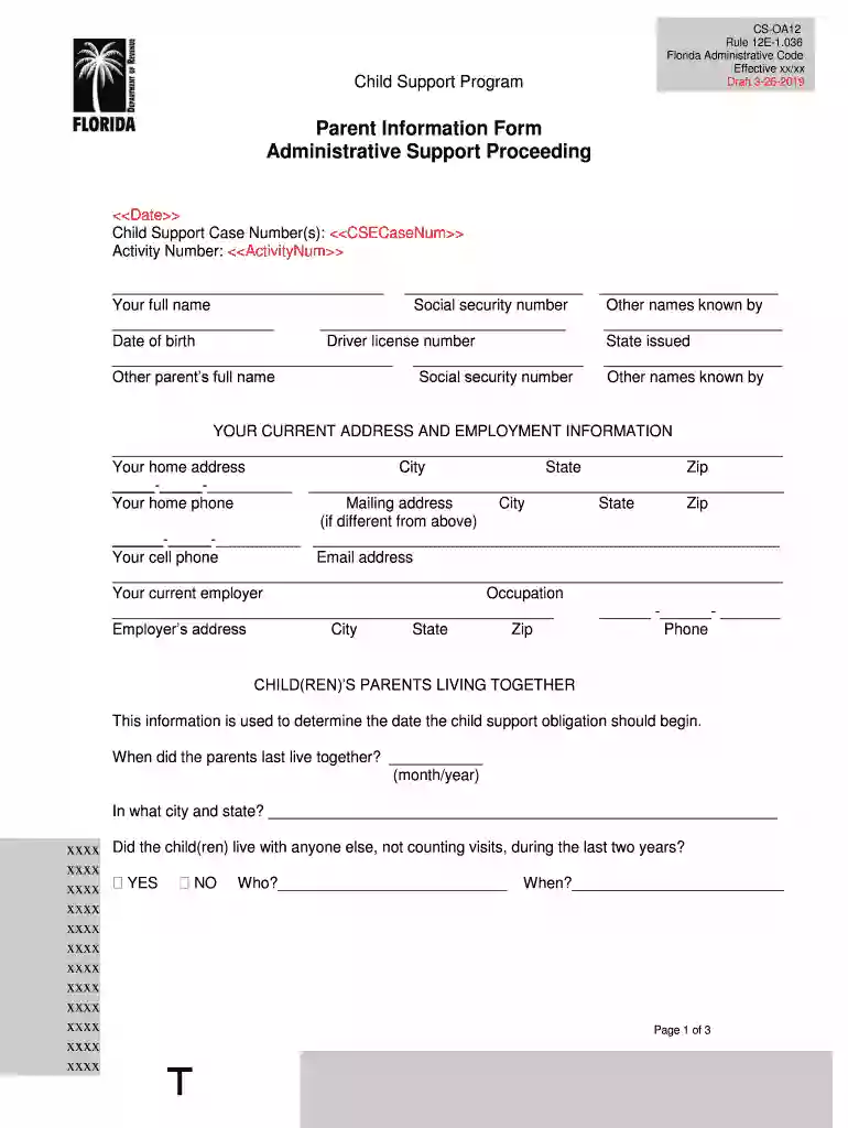 CS-OA12 - Florida Department of Revenue Preview on Page 1
