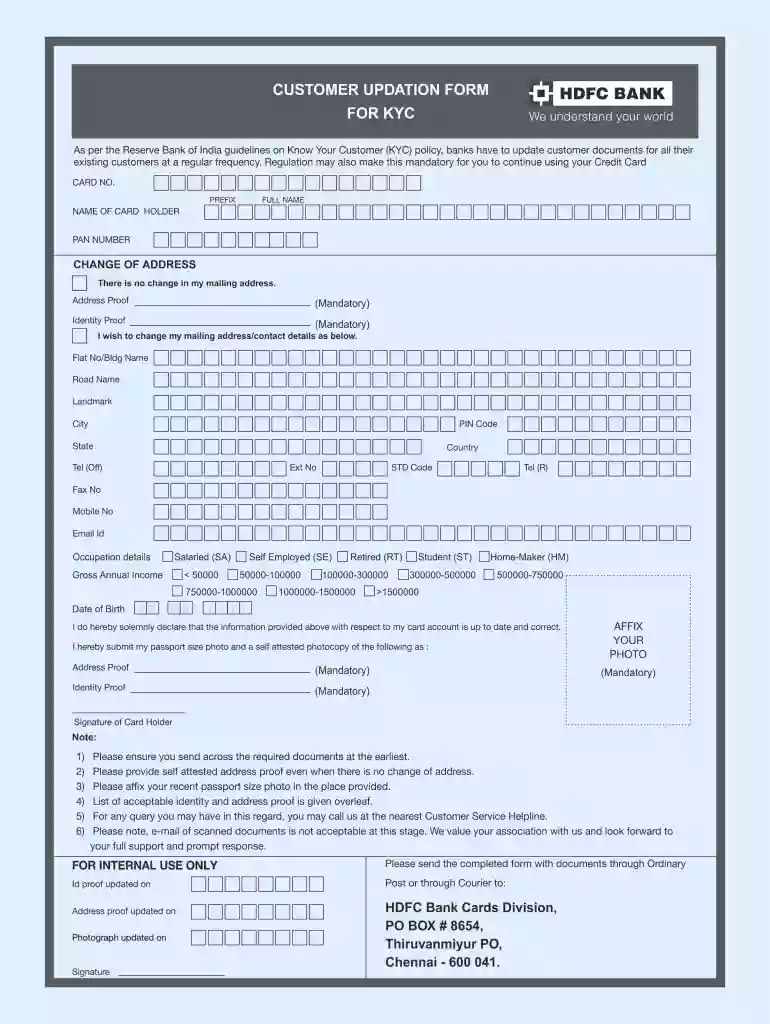 hdfc kyc form nri Preview on Page 1