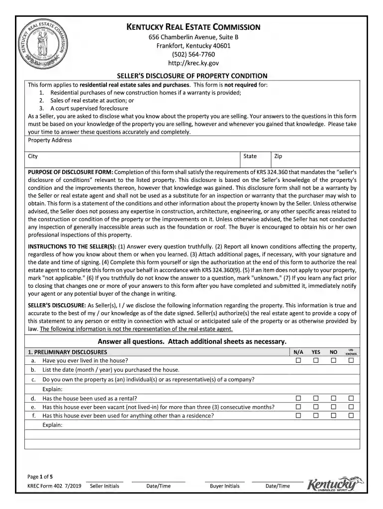 krec form 402 Preview on Page 1