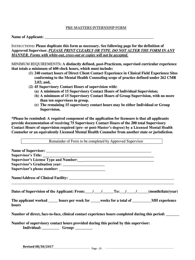 pre masters internship Preview on Page 1