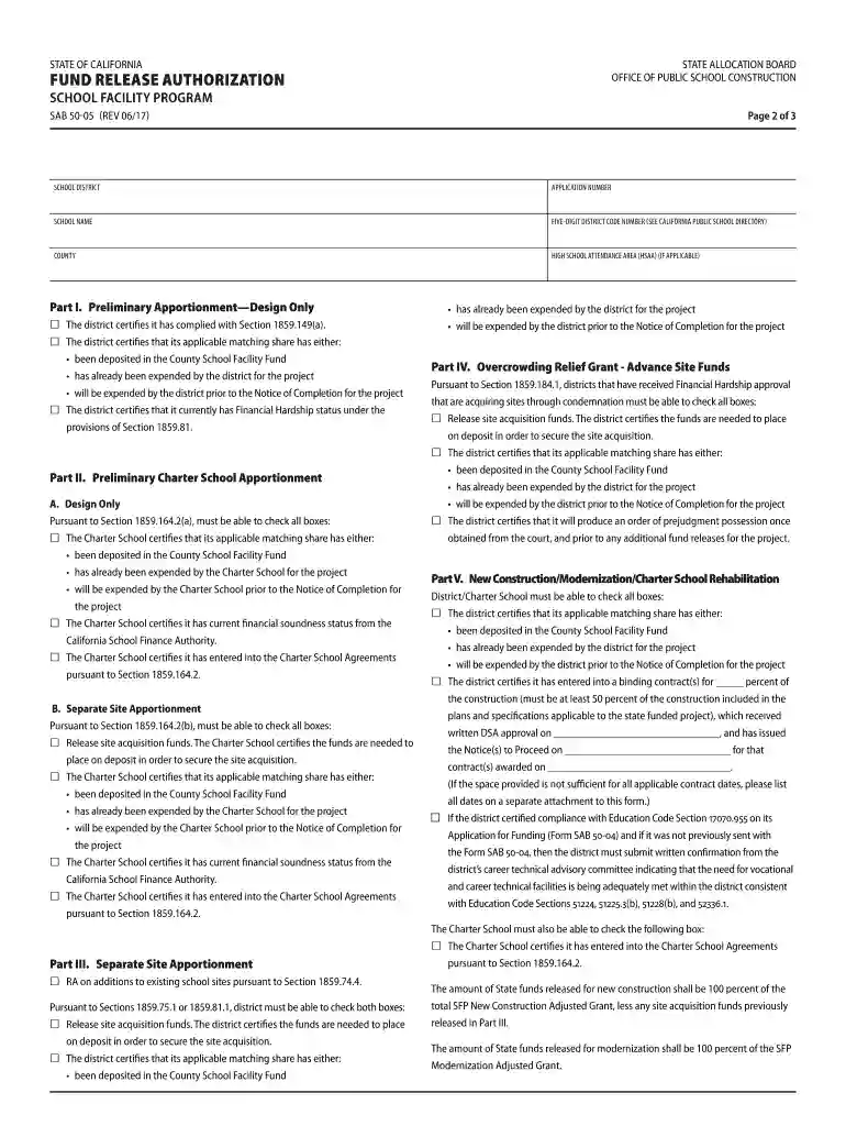 Form SAB 50-05 - DGS - State of California Preview on Page 1