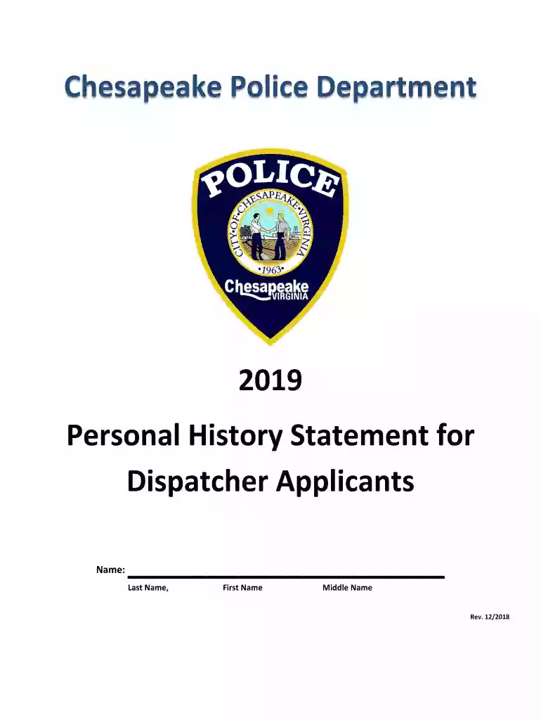 Police Officer Applicant Personal History Statement - City of Preview on Page 1