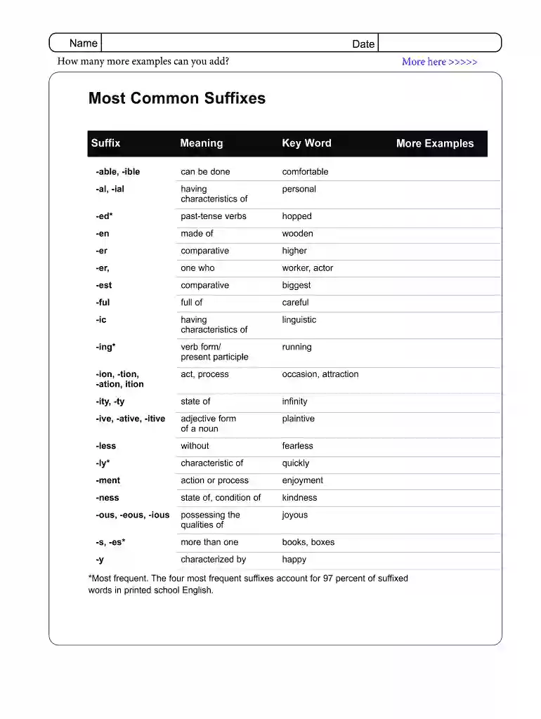 suffix examples Preview on Page 1