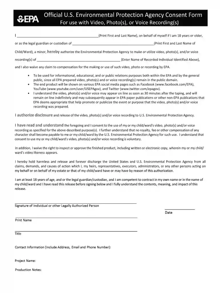 Photograph & Recording Consent & Release Form For ... Preview on Page 1