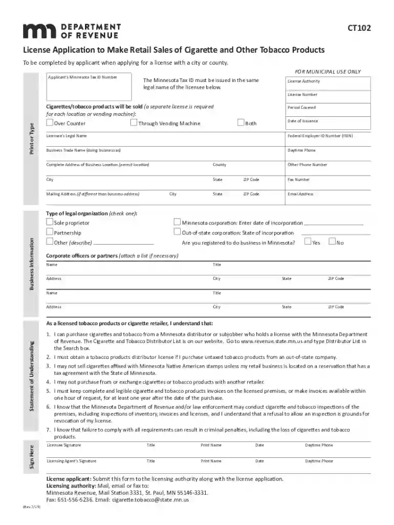 ct102 form Preview on Page 1