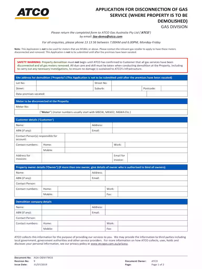 alinta gas disconnection Preview on Page 1