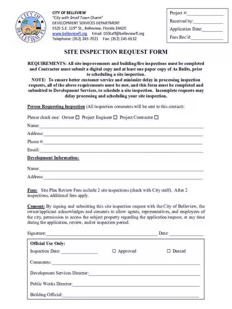 inspection request form word Preview on Page 1