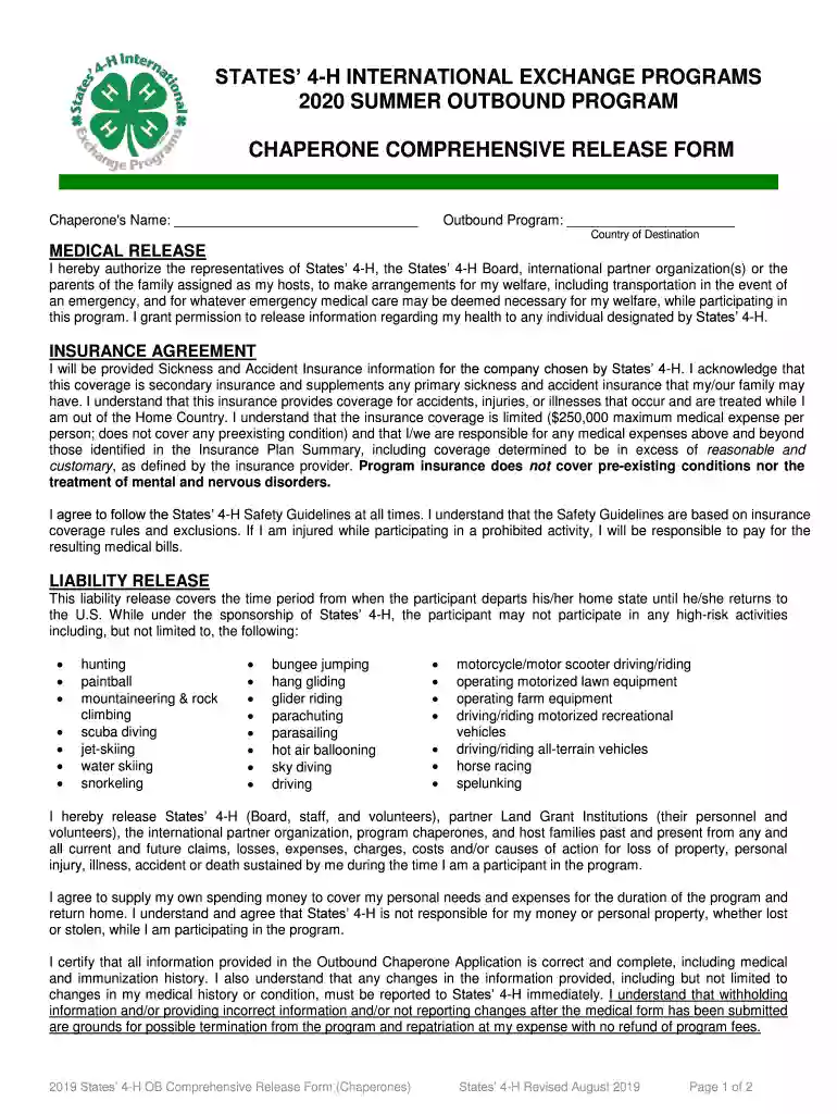Applications & FormsWisconsin 4-H International Programs Preview on Page 1