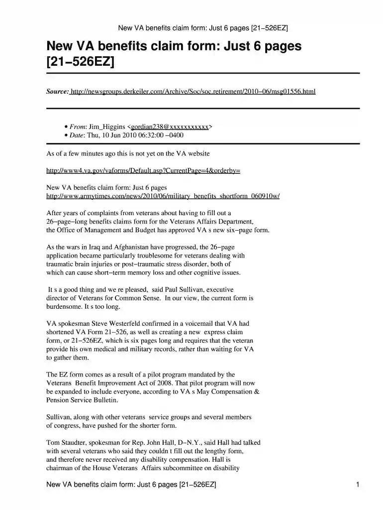 veteran affairs claim just online Preview on Page 1