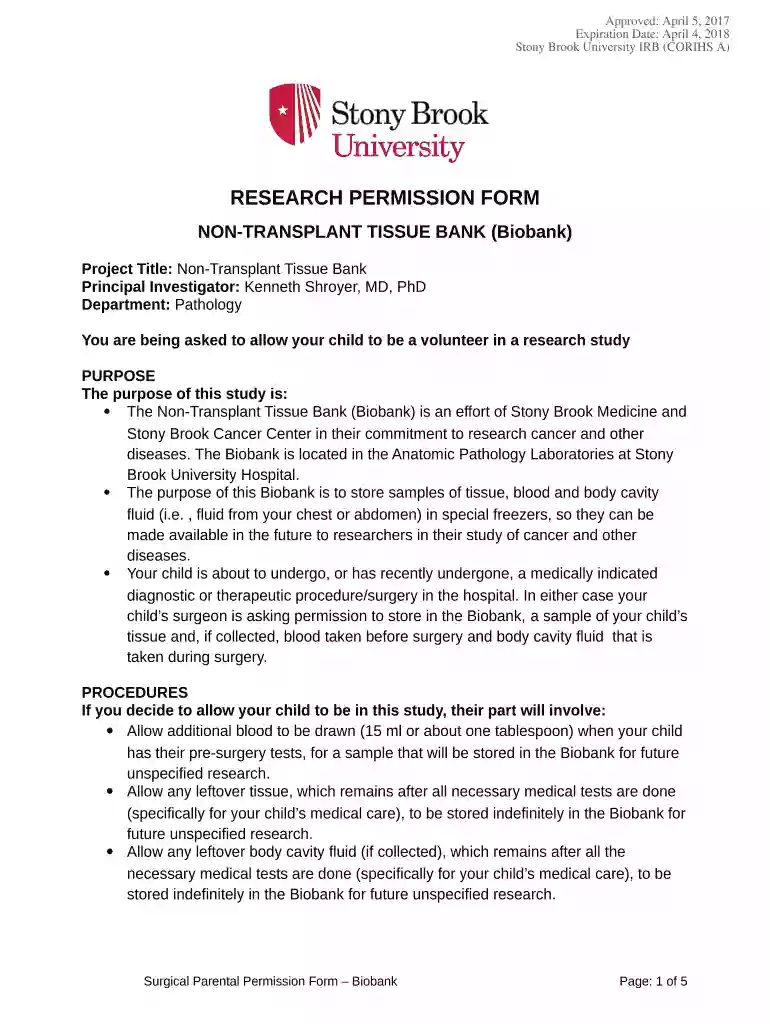 research permission form - Renaissance School of Medicine Preview on Page 1