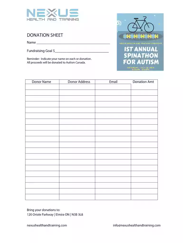 Donation Sheet Template Pdf Download - Nexus Health and Preview on Page 1