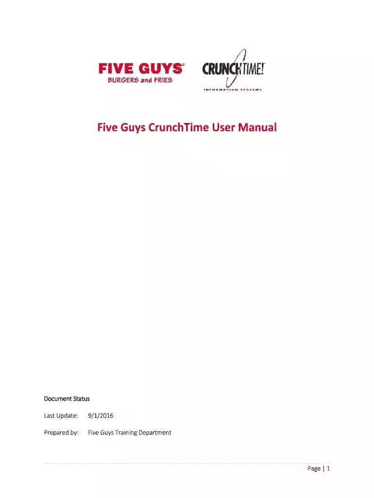 Five Guys CrunchTime User Manual - PDF - DocPlayer Preview on Page 1
