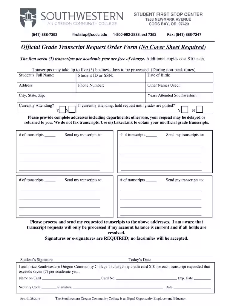 lane community college transcript request Preview on Page 1