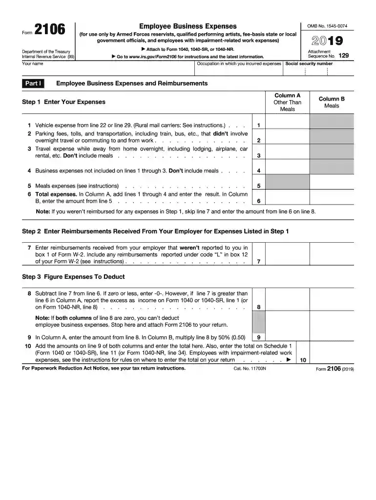 form 2106 Preview on Page 1