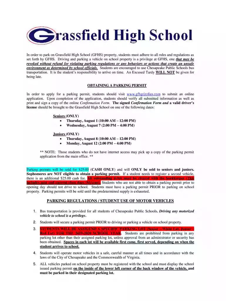 PARKING REGULATIONS STUDENT USE OF MOTOR VEHICLES Preview on Page 1