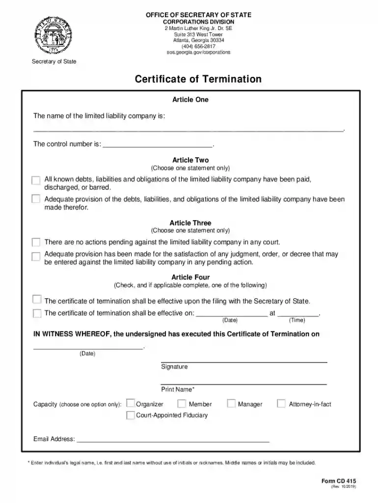 georgia certificate of conversion example Preview on Page 1