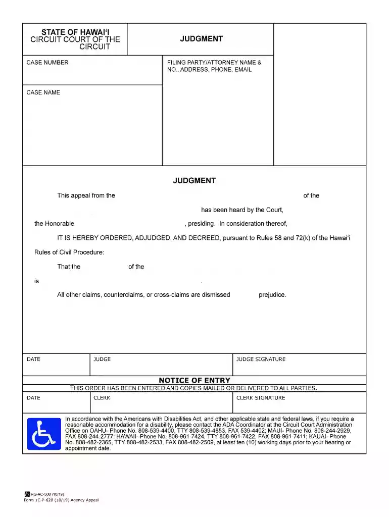 Judgment (Agency Appeal) Preview on Page 1