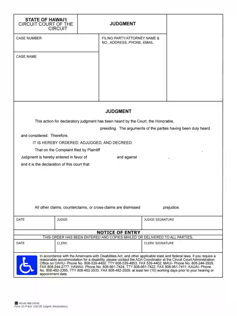 Judgment (Declaratory) Preview on Page 1