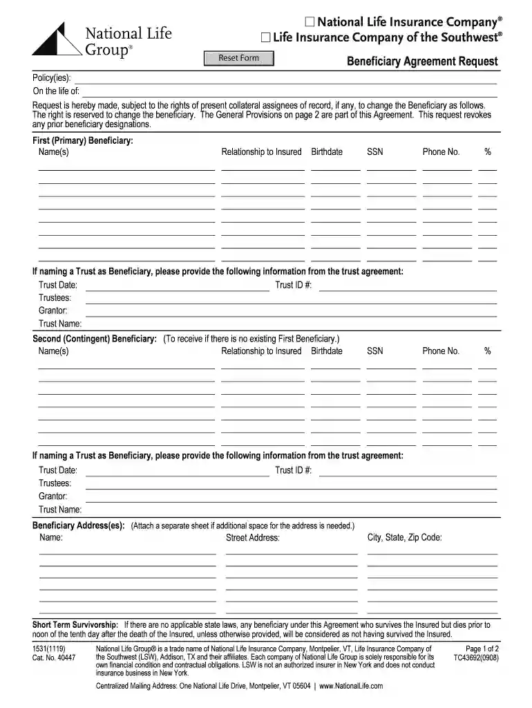 national life beneficiary Preview on Page 1
