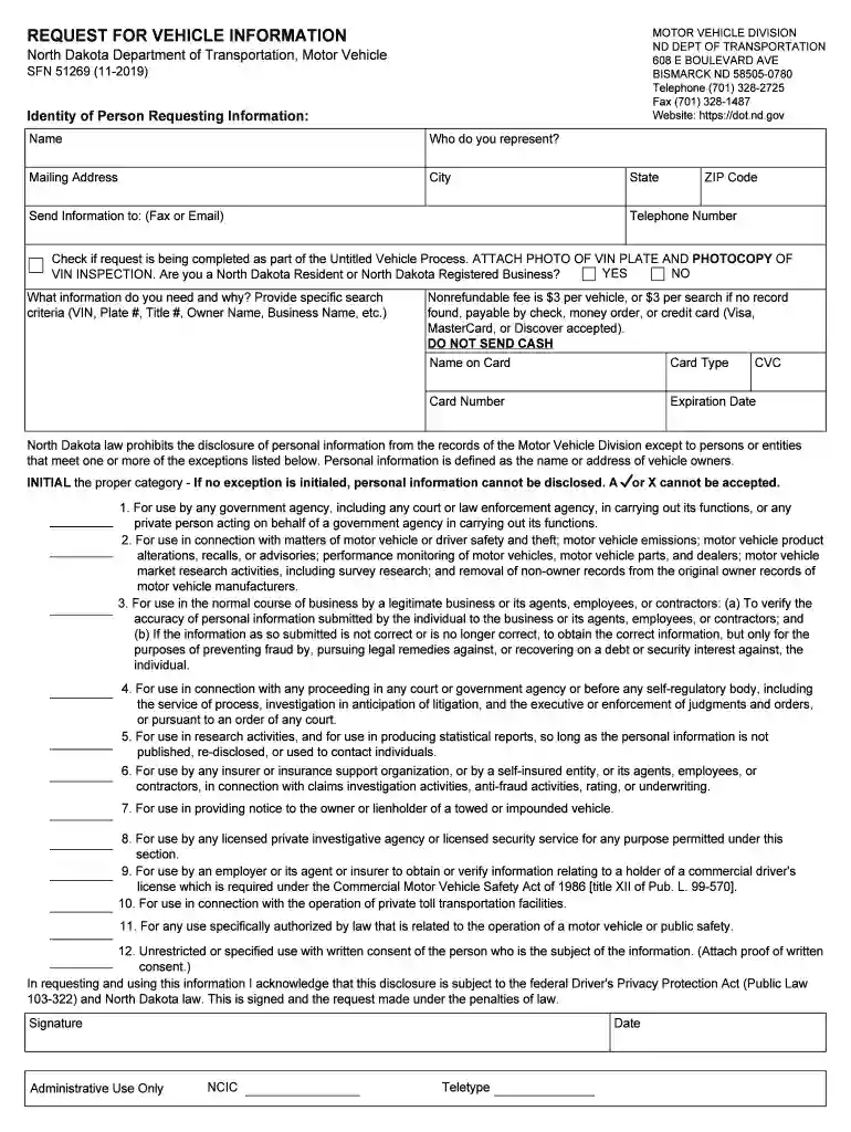 Get And Sign Request Vehicle Information 2013-2019 - Fill ... Preview on Page 1