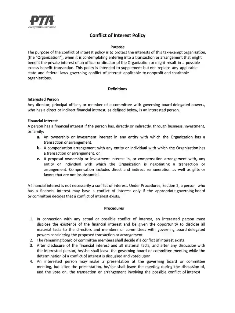 organizational conflict of interest template Preview on Page 1