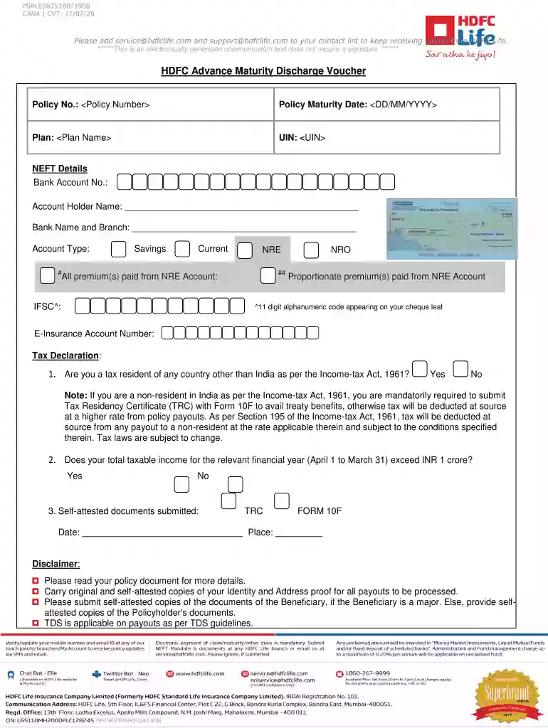 lic discharge form Preview on Page 1
