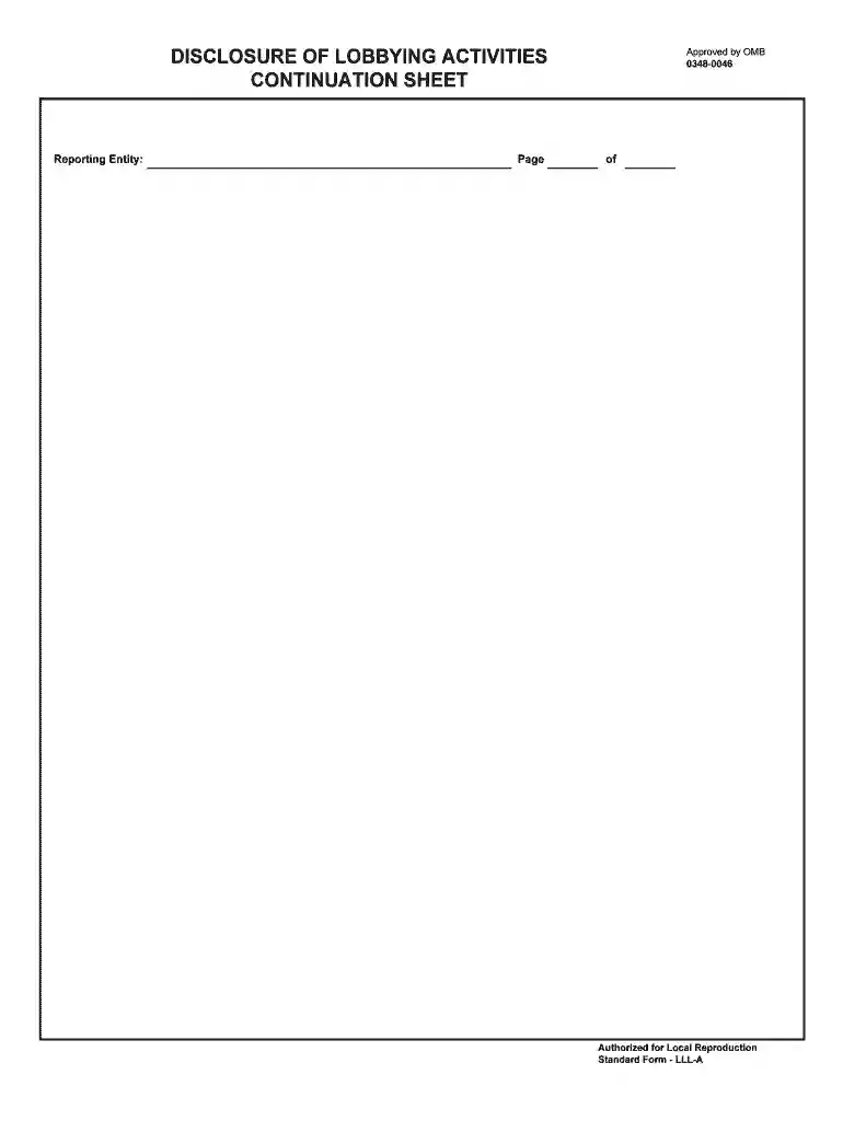 disclosure of lobbying activities continuation sheet - GSA Preview on Page 1
