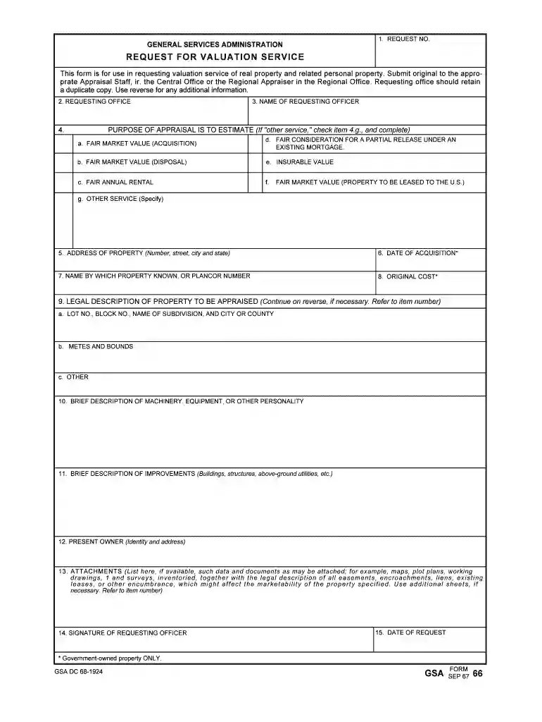 REQUEST FOR VALUATION SERVICE Preview on Page 1