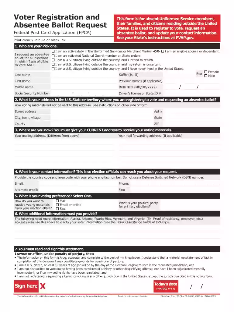 Voter Registration and Absentee Ballot Request - NH SOS Preview on Page 1