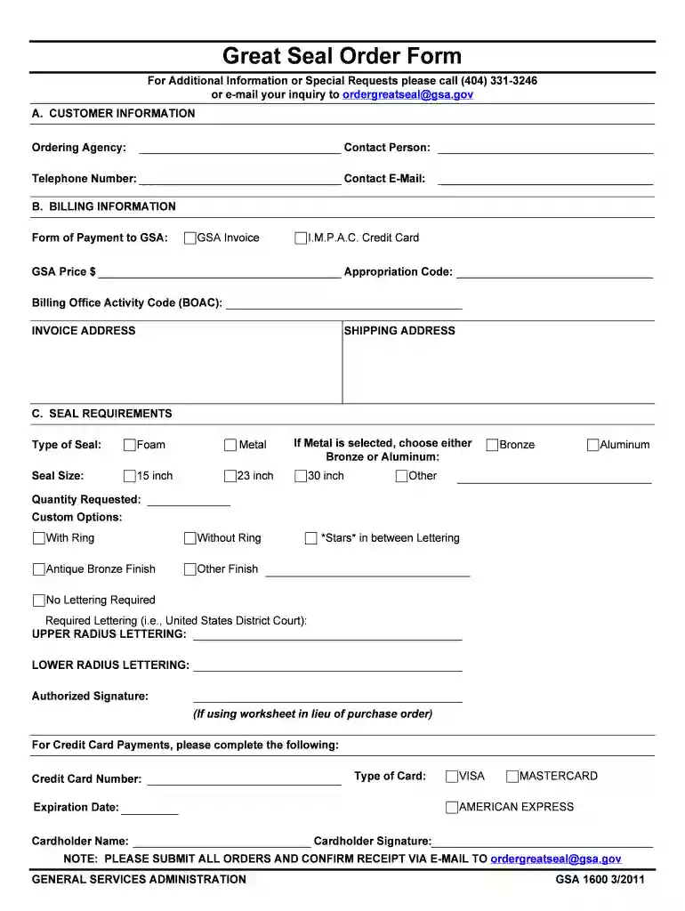 Great Seal Order Form Preview on Page 1