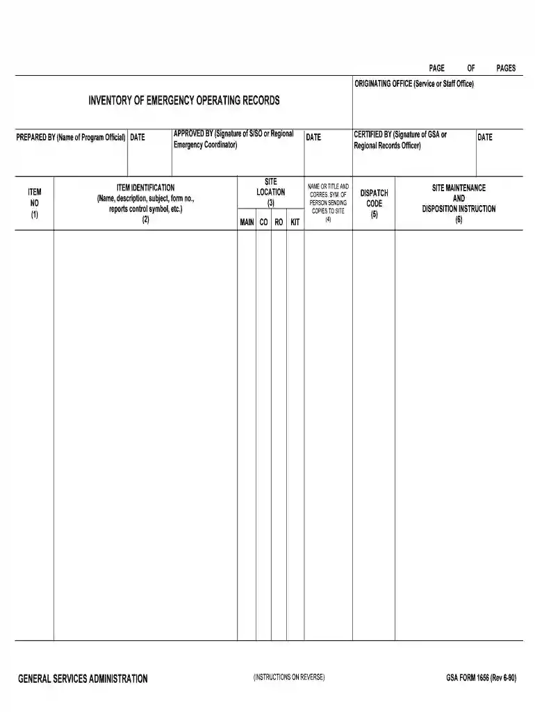 inventory of emergency operating records - GSA Preview on Page 1