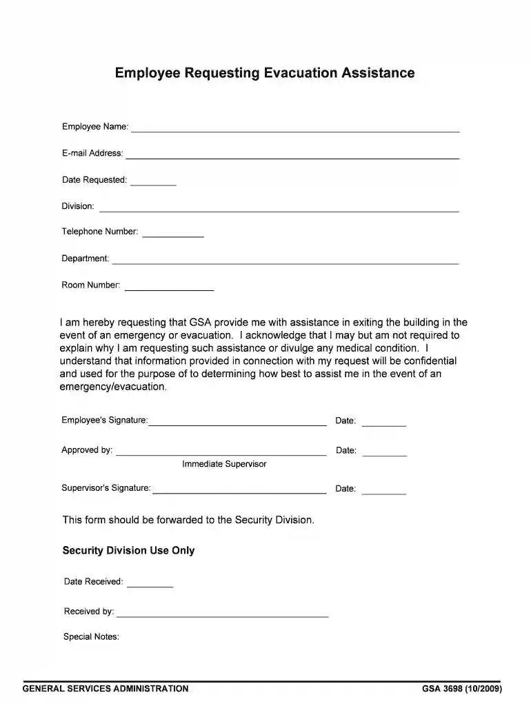 Employee Requesting Evacuation Assistance Preview on Page 1