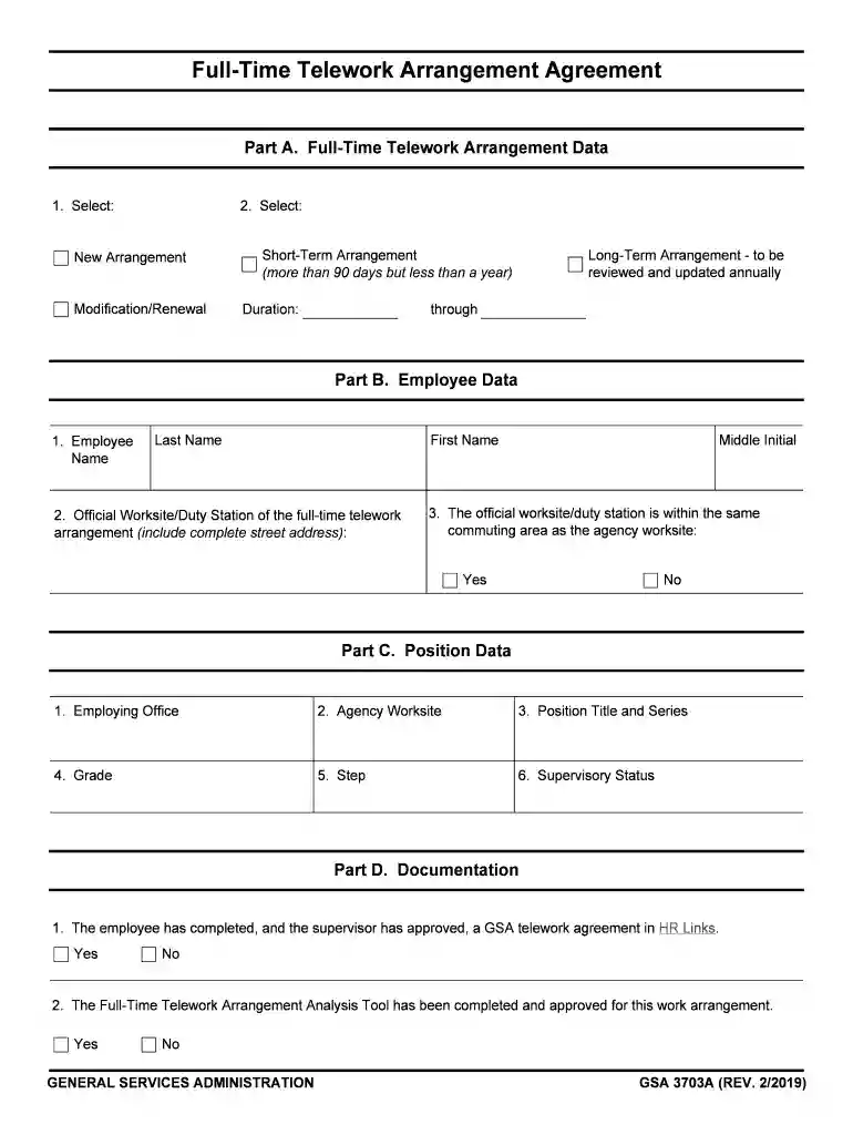 gsa telework agreement Preview on Page 1
