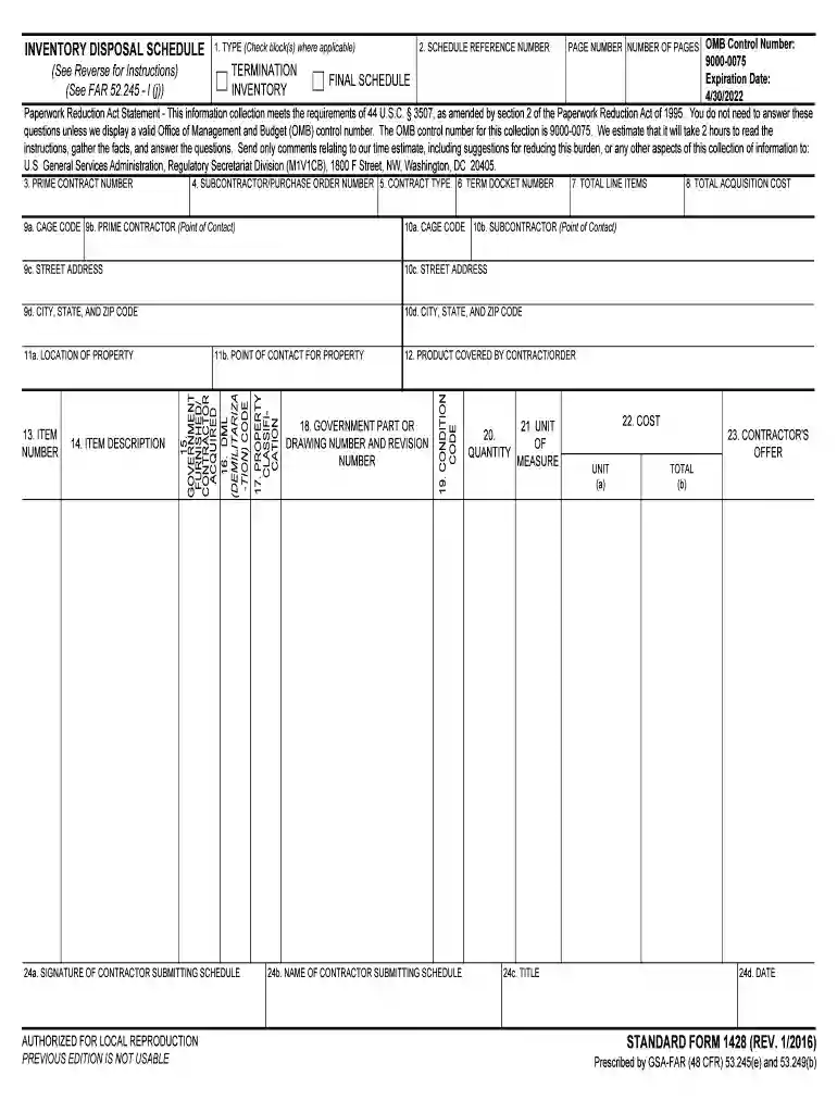inventory form Preview on Page 1