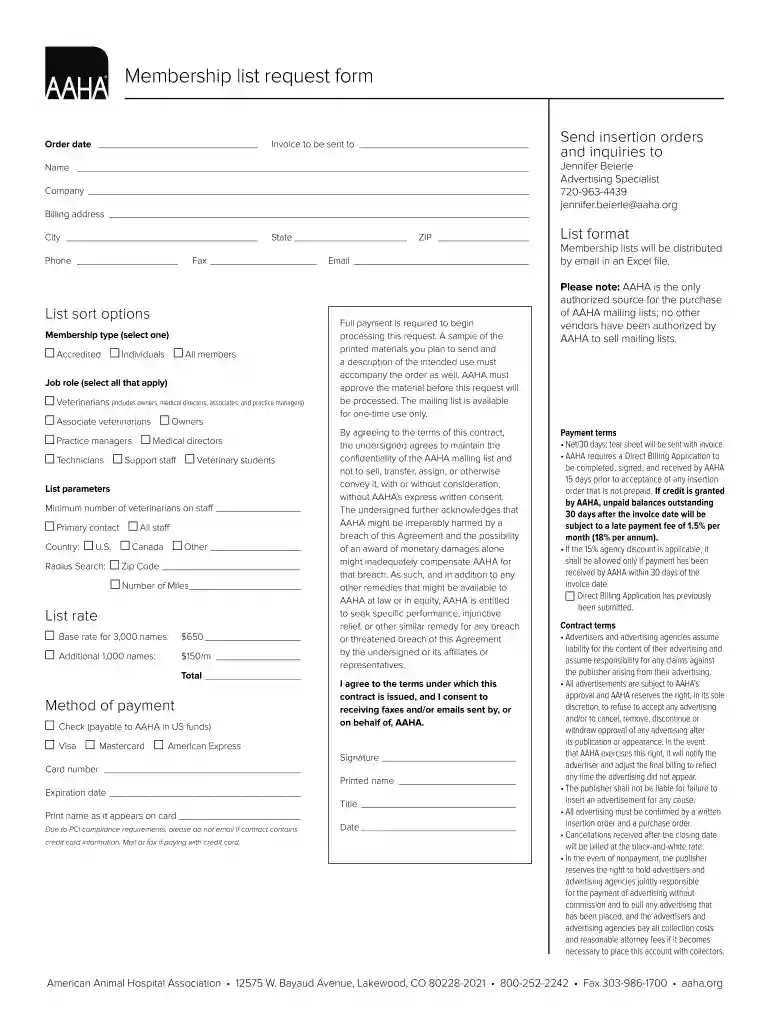 aaha form Preview on Page 1