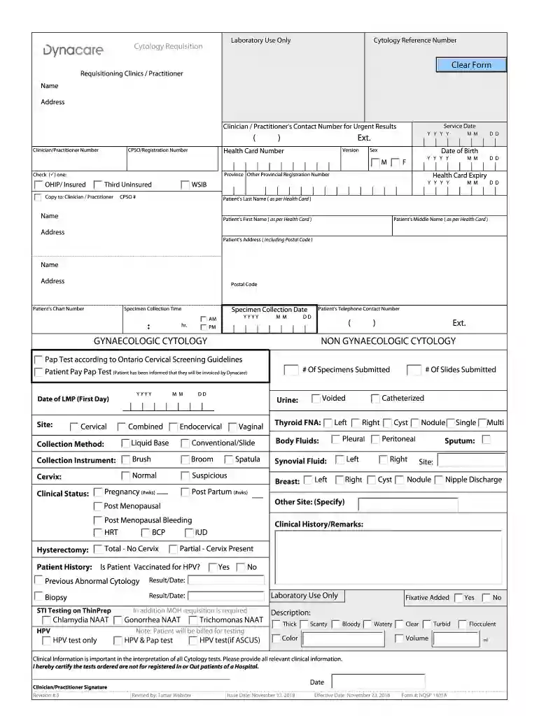 cytology requisition form Preview on Page 1
