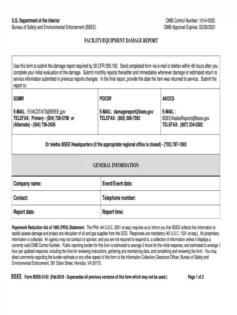 UNITED STATES DEPARTMENT OF THE INTERIOR - BSEE Preview on Page 1