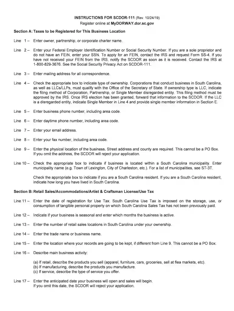 scdor 111 form Preview on Page 1