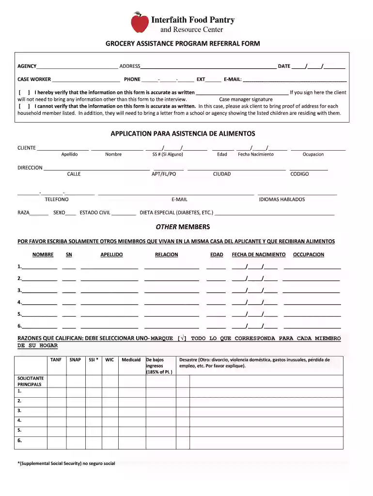 grocery assistance program referral form application for food ... Preview on Page 1
