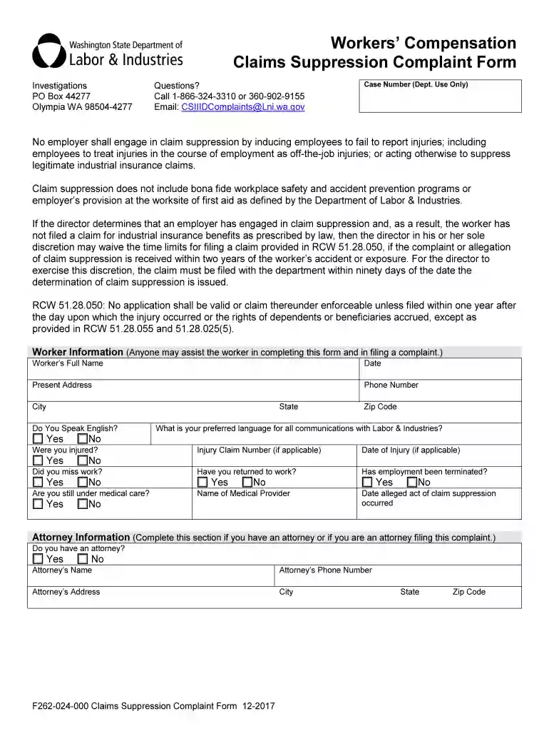 compensation complaint form Preview on Page 1